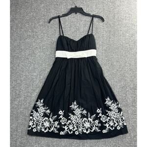 Ruby Rox Y2K Empire Dress Floral Embroidered Party Cocktail Dress Black Size 7